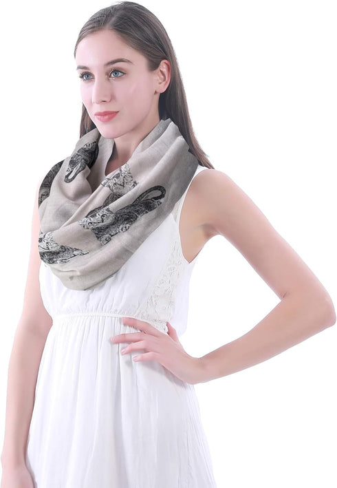 Lina & Lily Cat Animal Print Women's Infinity Scarf Lightweight...
