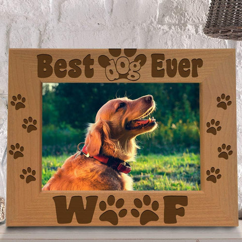 KATE POSH - Best Dog Ever - Dog Paws and Bones Wood Picture Frame (5x7-Horizontal)...