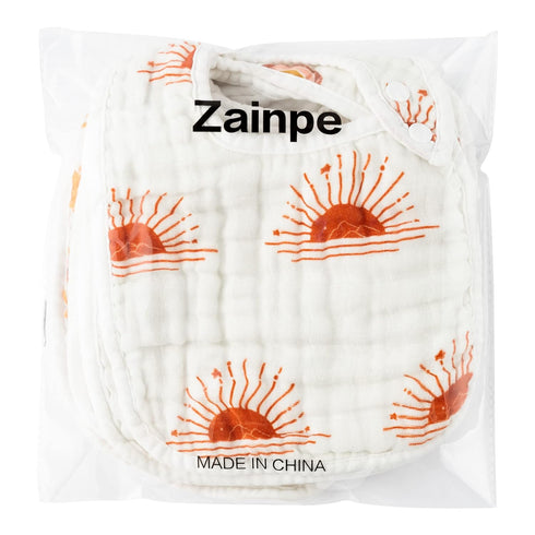 Zainpe 6Pcs Snap Muslin Cotton Bibs for Baby Rainbow Sun Star Bib Adjustable Feeding Bib Machine Washable Unisex Burp Cloths with 6 Absorbent Soft...