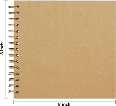 Vienrose DIY Scrapbook Album 8x8 Inch Hardcover Kraft Paper Scrap Book Photo Albums with 40 Blank Pages for Wedding Baby Shower, Kraft Color...