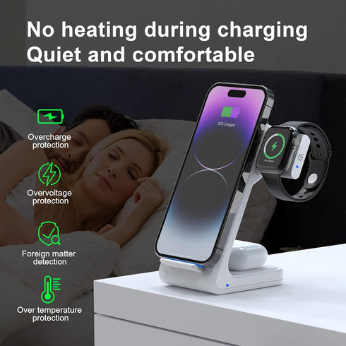 Wireless Charging Station, 3 in 1 Wireless Charger Stand, Fast Wireless Charging (White)......