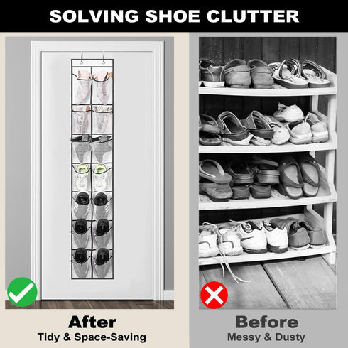 12 Large Pockets Over Door Hanging Shoe Organizer...