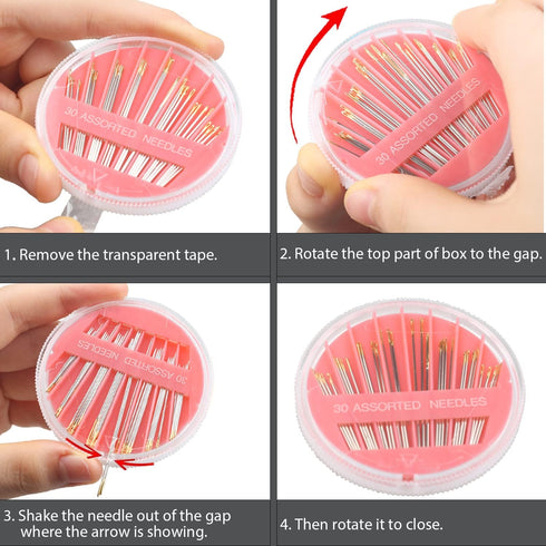Hekisn 120pcs Premium Hand Sewing Needles, 4 Pack 6 Sizes 30-count Assorted Sewing Needles, Stitching Needles for Hand sewing repair?Sewing Sharp ...
