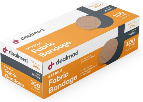 Dealmed Flexible Fabric Oval Spot Adhesive Bandages – 100 Count (1 Pack) Non-Stick Pad, Latex Free, Wound Care for First Aid Kit, 7/8" x 1 1/4"...