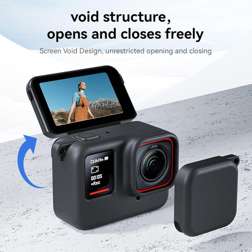 TELESIN Silicone Case Frame Housing Cage Protective Sleeve with Lens Cover Cap for Insta360 Ace Pro Insta 360 Camera Mount Accessories (for Insta3...