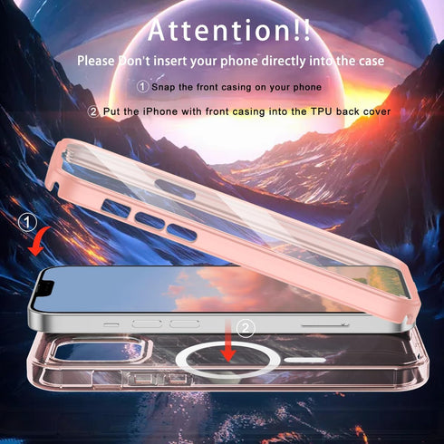 Magnetic for iPhone 14 Case Compatible with MagSafe, iPhone 13 Case Military Shockproof Slim Wireless Charger Protective Phone Case Built-in Scree...