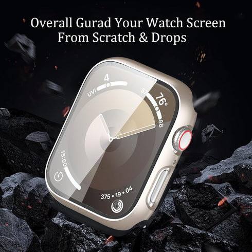 2 Pack Waterproof Case for Apple Watch 44mm SE (2nd Gen) Series 6 5 4 with Tempered Glass Screen Protector, Full Protective Hard PC Bumper Case Fa...