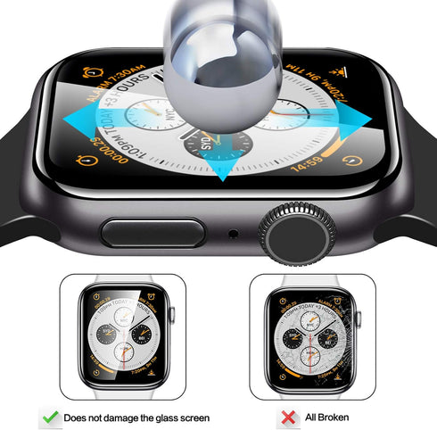 2 Pack Watch Tempered Glass Screen Protector for Apple Watch 44mm Series 6/SE/5/4 Full Coverage Bubble-Free Scratch-resistant Anti-Fingerprint Scr...