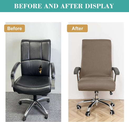 Jin Le Office Chair Cover- Medium, Khaki- Removable Computer Chair Cover for Office Chair with Zipper for Universal Rotating Chair Desk Chair Cove...