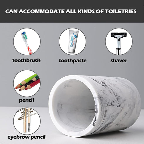 ZCCZ Toothbrush Holder for Bathroom Marble Look, Electric Toothbrush and Toothpaste Organizer, Makeup Brushes Razor Stand, White Marble Design Cup...