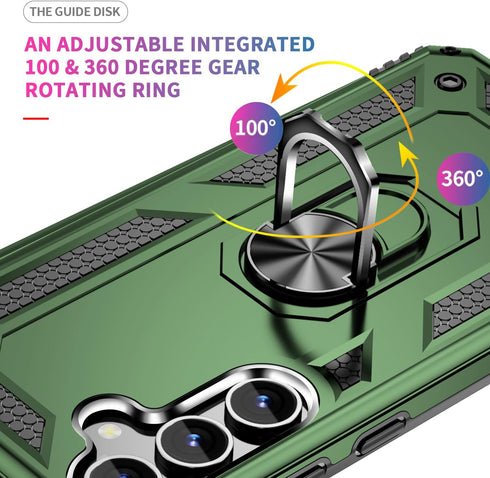 for Samsung Galaxy S24 Case: Galaxy S24 Case with HD Screen Protector - Military Grade Protective Cases with Ring for Samsung S24(Army Green)...