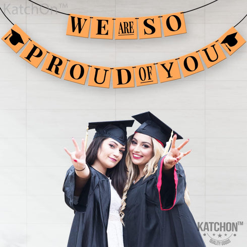 KatchOn, We Are So Proud Of You Banner - Big, 14 Feet, No DIY | Congratulations Banner, Black Orange Grad Decorations | Congratulations Decoration...