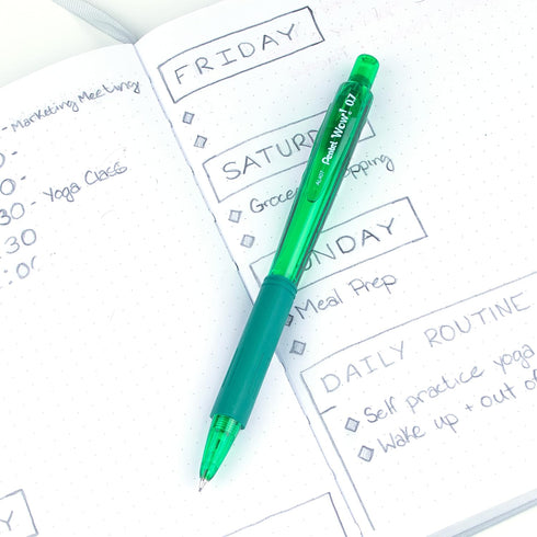 Pentel 0.7mm Wow Mechanical Pencil with Green Barrel, Box of 12 (AL407D)...