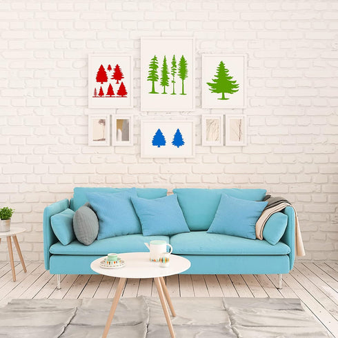 8 Pcs Pine Trees Stencils,Reusable Trees Template Large Tree Stencil for Painting Wall Wood Window Furniture Fabric Canvas Home Decor Supplies Art...
