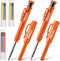 Hiboom 2 Pack Solid Carpenter Pencils with Pencil Cap and 18 Refills, Long Nose Deep Hole Mechanical Pencil Marker, Scribe Tool with Built-in Shar...