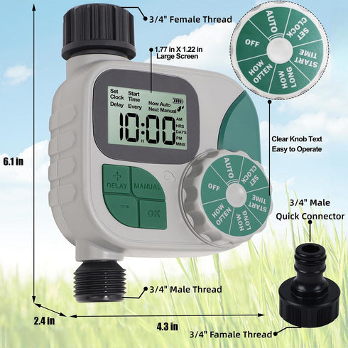 Biswing Watering Timer for Garden Hose, Outlet Hose Water Sprinkler Timers, Programmable Hose Timer with Digital Irrigation Timer System, Battery ...