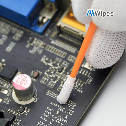 2.8" Cleaning Polyester Swabs (100 pcs, Orange, Length/Swab Head Width=72 mm/3.7 mm, Round Head) Tiny Knitted Polyester Lint-Free Swabs General Pu...