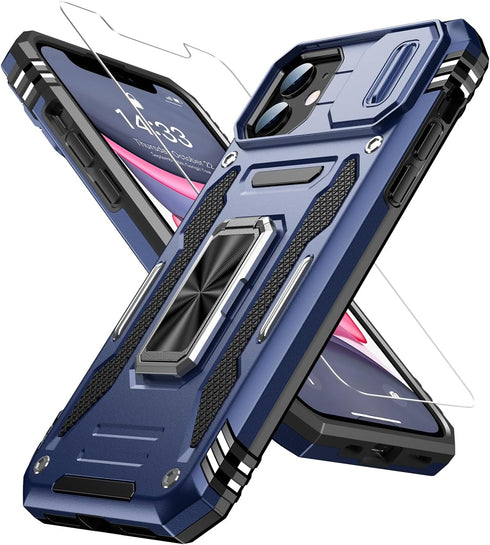 Goodon for iPhone 11 Case with Sliding Camera Cover + Screen Protector - Metal Magnetic Kickstand - Military-Grade Shockproof Matte Protective Pho...