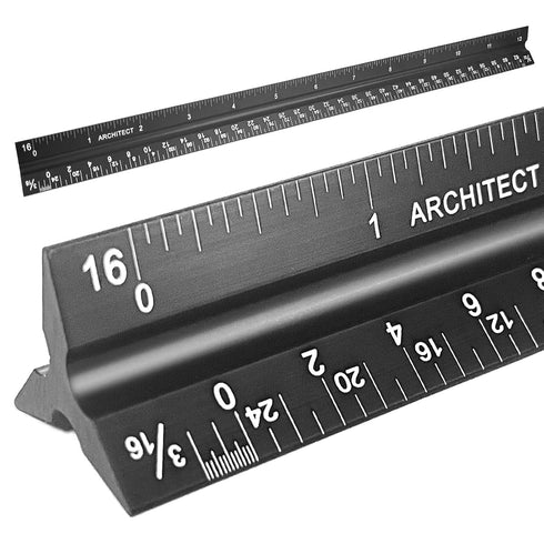 Architectural Scale Ruler,12" Aluminum Architect Triangular Ruler Engineers Ruler,Construction rulers for Architects, Blueprint,Students, Draftsme...