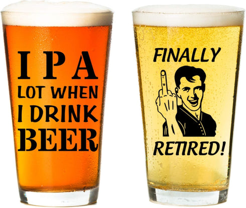 IPA A Lot When I Drink Beer Funny Gift Glasses For Pint Lover- Glass Mug Mugs Gift Sayings Funny Birthday Christmas Holiday Present For Dad Mom Gr...