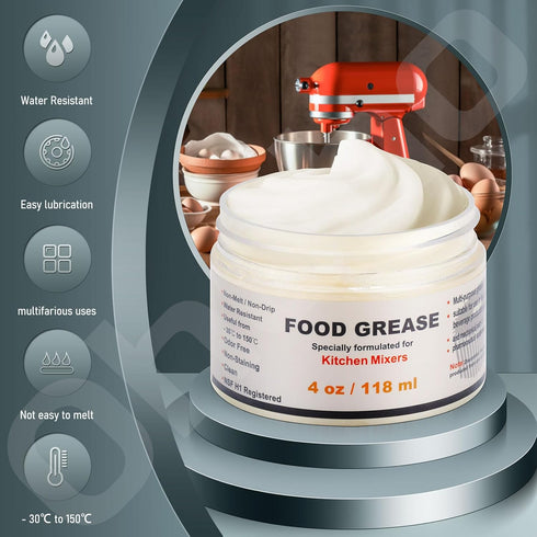 4 oz Food Grade Grease for kitchenaid stand mixer, Maintain The Performance of Your Machine and Extend Service Life, with 9709511 4162324 Gasket...