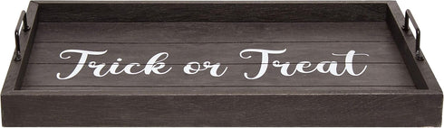 Elegant Designs, 15.50" x 12", Trick or Treat Decorative Wood Serving Tray w/Handles, Black Wash Trick & Treat (HG2000-KTT)...