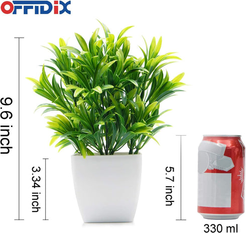 OFFIDIX Faux Plants Mini Potted Plastic Fake Green Plant Artificial Plants Aloe with White Square Pots for Home Decor (White Square Plastic Pots)...