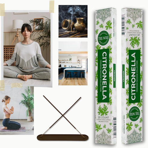 Citronella Incense Sticks for Outdoor Camping - Total 40 Insence-Sticks - Dual Pack of 20 Insense - Inciensos - Inscents - Natural Non Toxic Ingre...