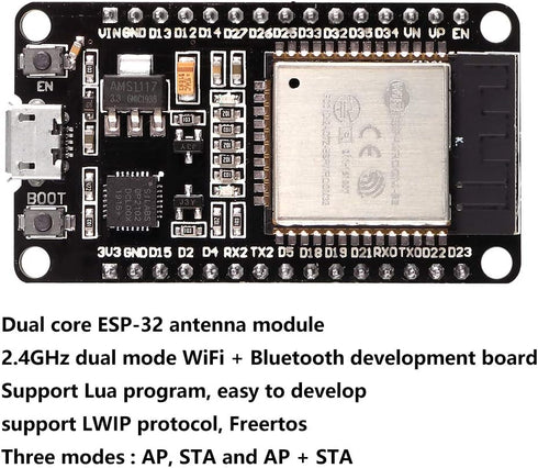 3PCS ESP32 ESP-32S WiFi Development Board NodeMCU ESP-WROOM-32 Microcontroller 2.4GHz Dual-Core WiFi Bluetooth Processor Integrated Chip CP2102...