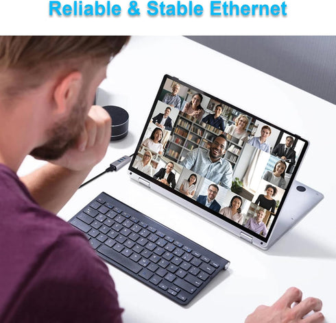 USB 3.0 Hub Ethernet, Aluminum USB C to Ethernet Adapter, 3 Port USB C Hub for Laptop, RJ45 LAN Adapter for 24 inch iMac 2021, New MacBook Pro/Air...