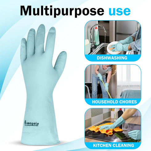 Reusable Rubber Gloves - 3 Pairs Household Cleaning Gloves Latex Free for Kitchen Dishwashing Laundry Cooking and Bathroom, Non - Slip, Small...
