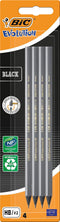 BIC Evolution Black Graphite HB Pencils - Black, Blister Pack of 4...