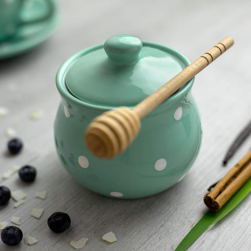 City to Cottage Ceramic Sugar Bowl with Lid, 10oz Sugar Contanier for Coffee Bar, Sugar Dispenser Bowl, Salt - Condiment Pot for Kitchen Counter, ...