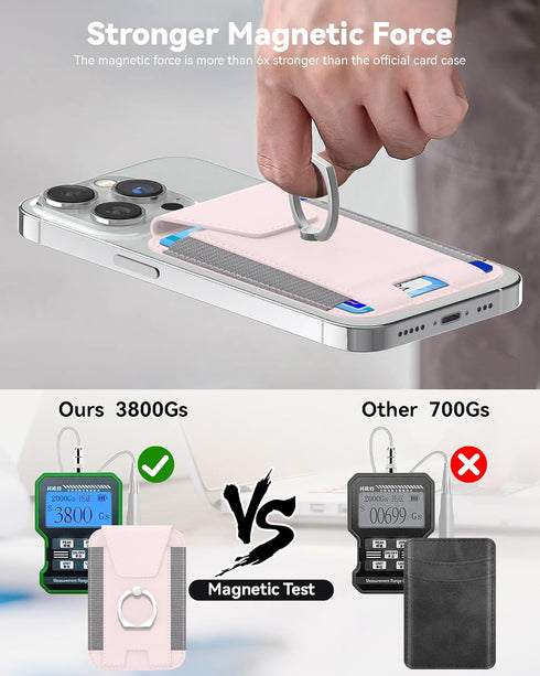 Magnetic Wallet with Card Holder, Compatible with Mag-Safe, Leather Card Holder, Wallet with Phone Ring for iPhone 15/14/13/12 Series, 7 Cards Hol...