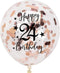 Rose Gold 24th Confetti Latex Balloons, Girls Happy 24 Years Birthday Party Balloon Decoration With Confetti, 12in, 16 Pack...