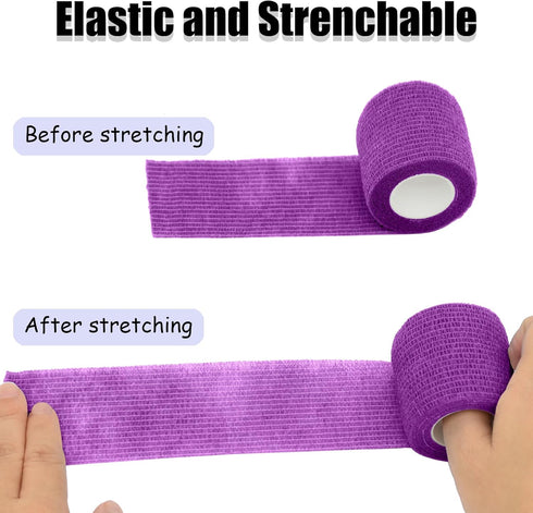 6 Pack 2 Inches Self Adhesive Bandage Wrap Breathable Cohesive Bandage Elastic Tape for Pets, Athletic, Sports, Wrist, Knee, Ankle(5 Yards Per Rol...