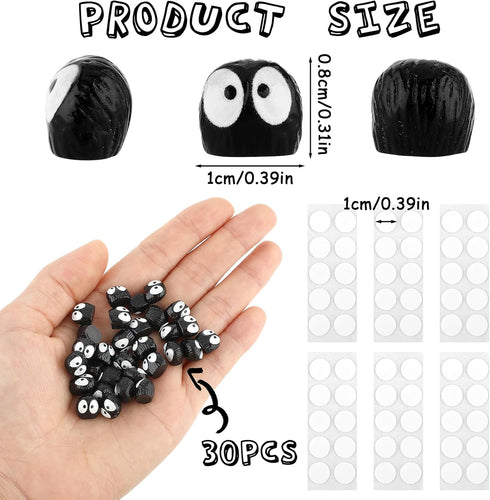 30PCS Cute Small Black Elf Dashboard Ornaments, Coal Ball Auto Rearview Mirror Decor Mini Cartoon Resin Figures Aesthetic Car Interior Accessories...