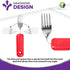 3 Piece Super Easy Grip Red Flatware Set - Bendable Built Up Large Fork, Knife, and Spoon - Red...