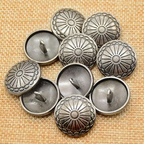10Pcs 23mm Flower Metal Silver Shank Sewing Buttons DIY Sewing Jacket Coat...