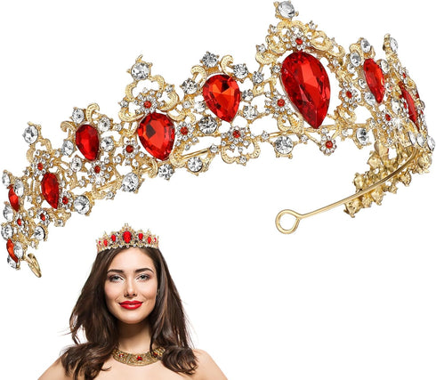 FRCOLOR Crystal Queen Crown for Women, Rhinestone Tree Branch Queen Crowns Wedding Tiaras and Crowns Princess Quinceanera Headpieces for Birthday ...