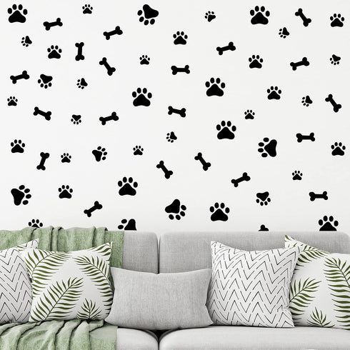 76 Pieces Dog Paw Decal Paw Print Sticker Dog Room Decor for Walls Pup Removable Vinyl Wall Sticker Decoration Animal Footprint for Nursery Bedroo...