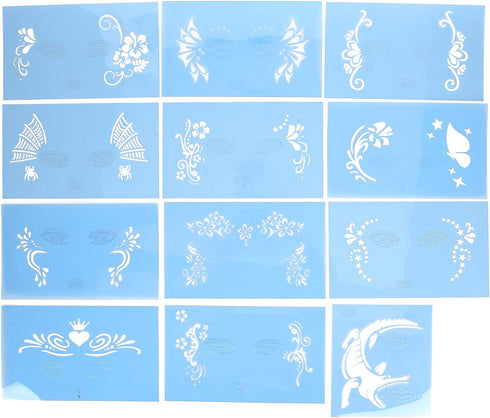 12 Pieces Face Painting Template, Reusable Face Paint Makeup Stencils Body Painting Template for Kids Adult, Suitable for Birthday Halloween Chris...