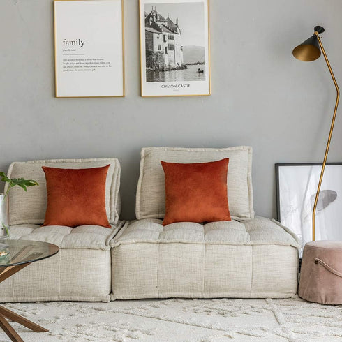 Set of 2 Comfortable Velvet Throw Pillow Cases Decorative Solid Cushion Covers for Sofa Couch and Bed - 18"x18", Rust...