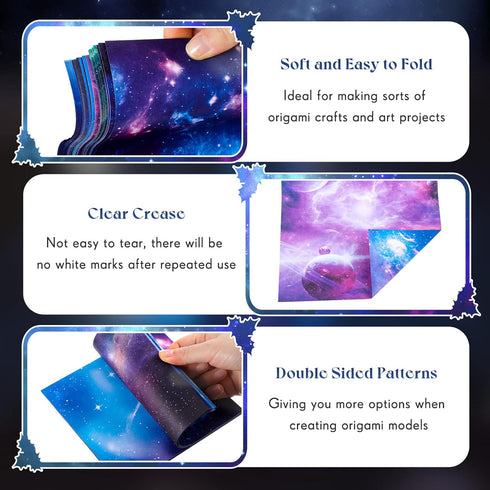 150 Sheets Double Sided Origami Paper Kit 6 x 6 Inch Beautiful Sky Scrapbook Paper Galaxy Outer Space Star Pattern Paper Easy Folding for Arts Cra...