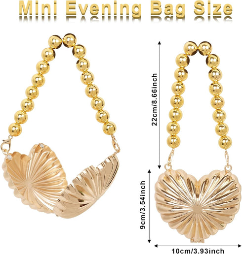 Women Mini Heart Shaped Evening Bag Shoulder Bag Small Crossbody Purse for Wedding Party Evening Handbag...