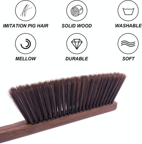Hand Broom Cleaning Brushes-Soft Bristles Dusting Brush for Cleaning Car/Bed/Couch/Draft/Garden/Furniture/Clothes,Wooden Handle...