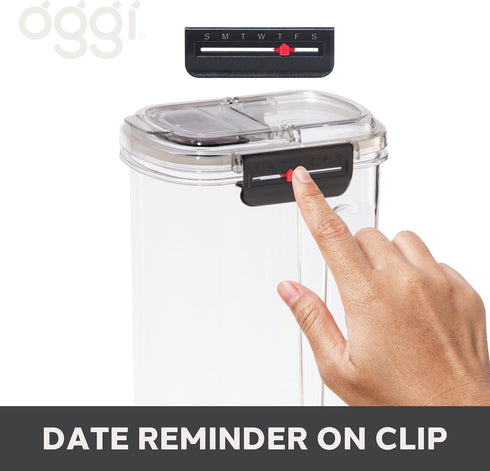 OGGI Easi Grip 57oz Moisture Proof Storage Container, Ultra Clear BPA-Free Sealable Canister, Flip Open Pouring Lid, Date Reminder Slider on Clip,...