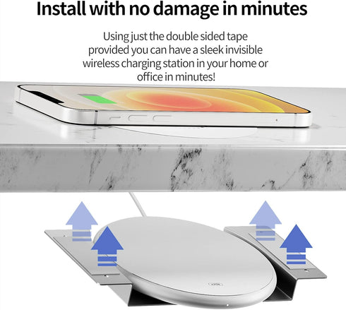 KPON Invisible Wireless Phone Charger, Long Distance Wireless Charger, Furniture Hidden Under Desk Wireless Charging Station for iPhone 15/15Pro m...