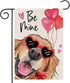 Valentines Day Dog Be Mine Garden Flag 12x18 Double Sided,Golden Retriever with Balloons Small Yard Flag,Seasonal Outdoor Decor for Anniversary We...