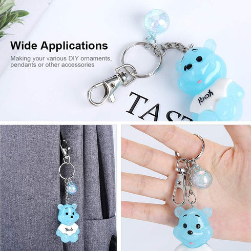 160PCS Keychain Making kit - 40PCS Swivel Lobster Clasp, 40PCS Key Rings with Chain, 40pcs Jump Rings and 40pcs Screw Eye Pins for Keychain Lanyar...